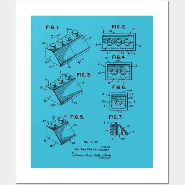 Lego Bricks Vintage Patent 1962 Wall Art by MadebyDesign